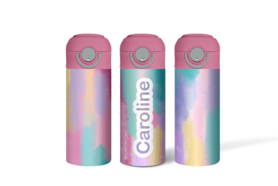 Abstract Bright Pastels Personalized Stainless Steel Water Bottle - image1